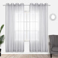 Luxury Light Grey Sheer Curtains for Living Room and Bedroom, Grommet Backdrop Panels, 52 x 84 Inches, Set of 2