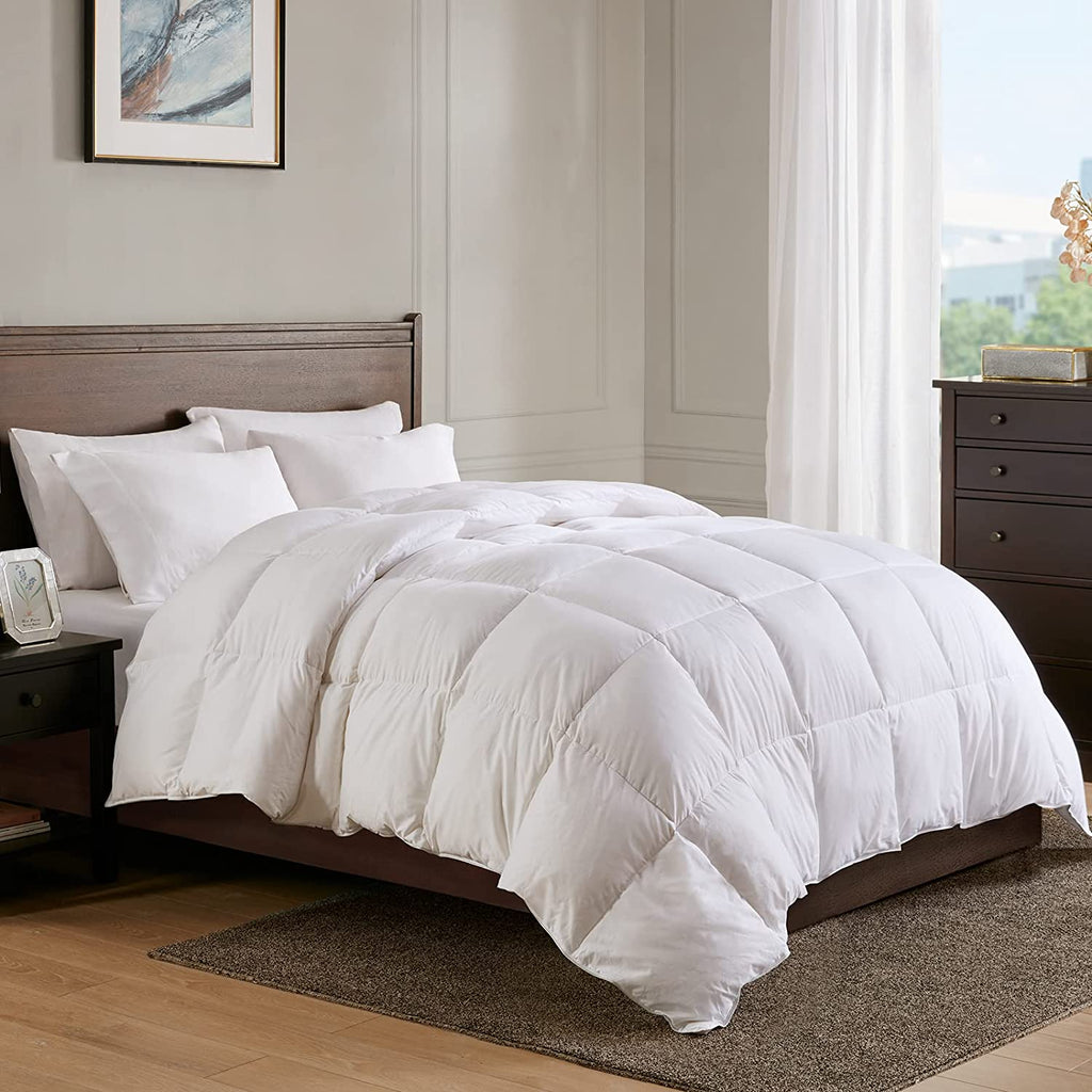 California King Size Heavyweight Down Feather Comforter - Ultra-Soft Luxury High Fill-Power Winter Duvet Insert for Cold Weather (104x96, White)