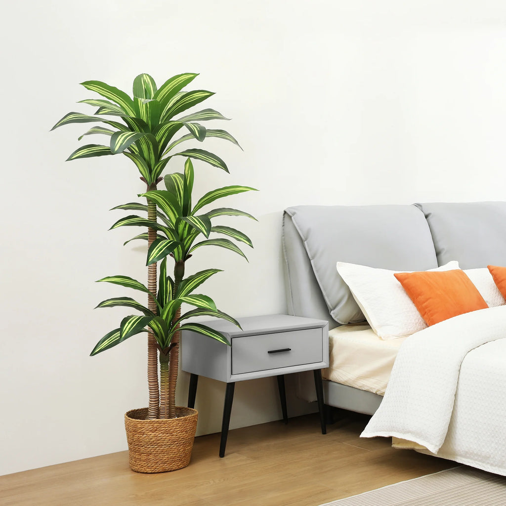 Artificial Plants, 5Ft Fake Dracaena Tree in Black Plastic Pot, Faux Plants Indoor Outdoor Decor, Silk Plants for Home Decor Office Porch Patio Perfect Housewarming Gift