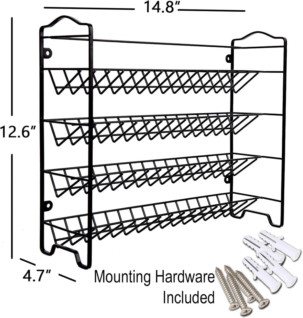 Professional Spice Rack Organizer Set with 32 Glass Jars, 396 Labels, Chalk Marker, and Funnel - Versatile Storage for Cabinets, Countertops, Cupboards, or Wall Mount - Black