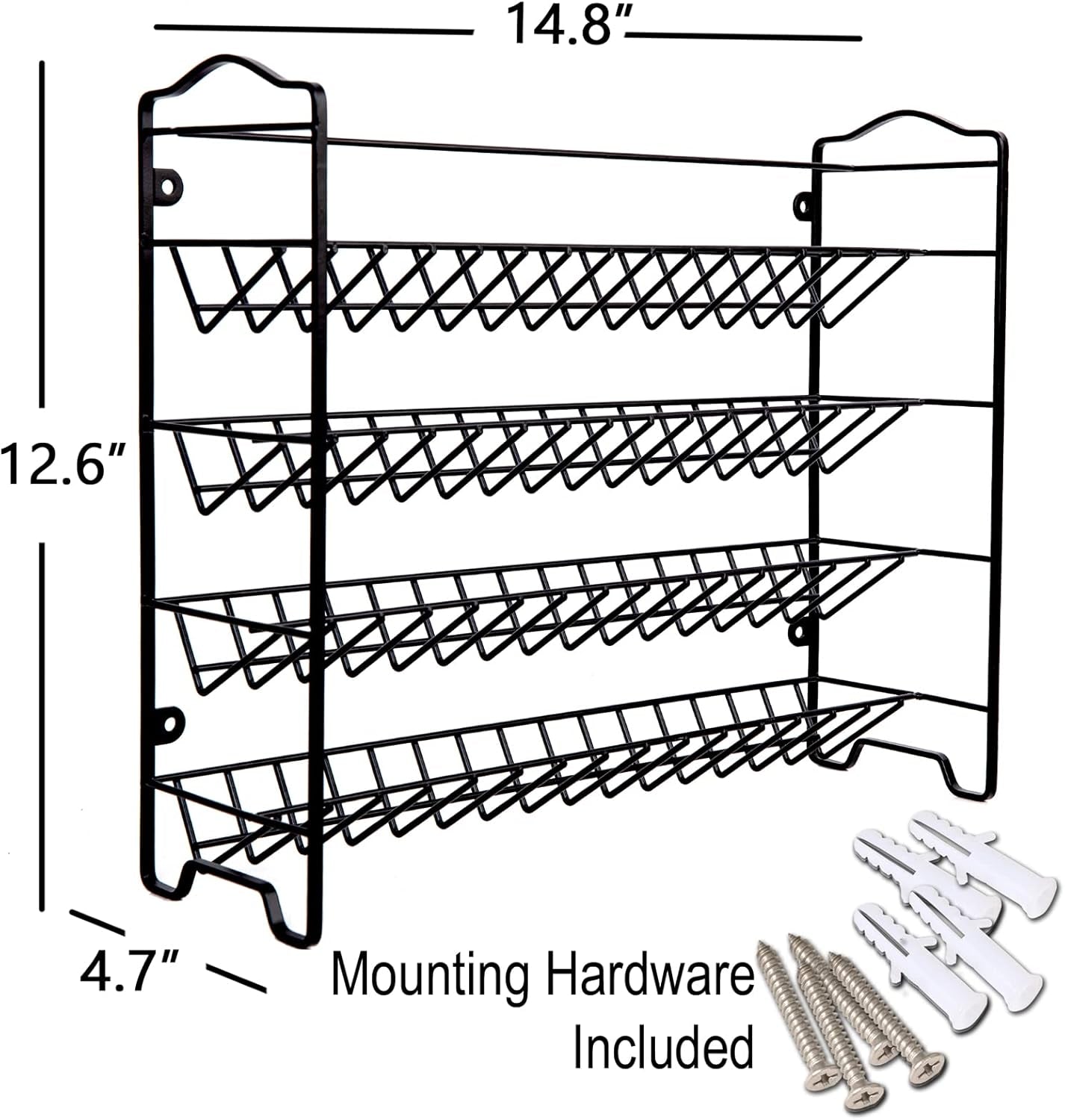 Professional Spice Rack Organizer Set with 32 Glass Jars, 396 Labels, Chalk Marker, and Funnel - Versatile Storage for Cabinets, Countertops, Cupboards, or Wall Mount - Black